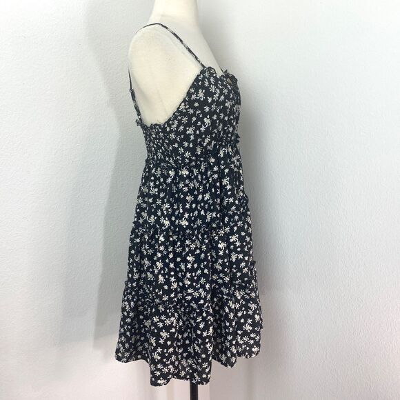 Bailey Blue Mini Dress Large Babydoll Layered Ruffle Flounce Boho Gypsy Milkmaid - Picture 8 of 11